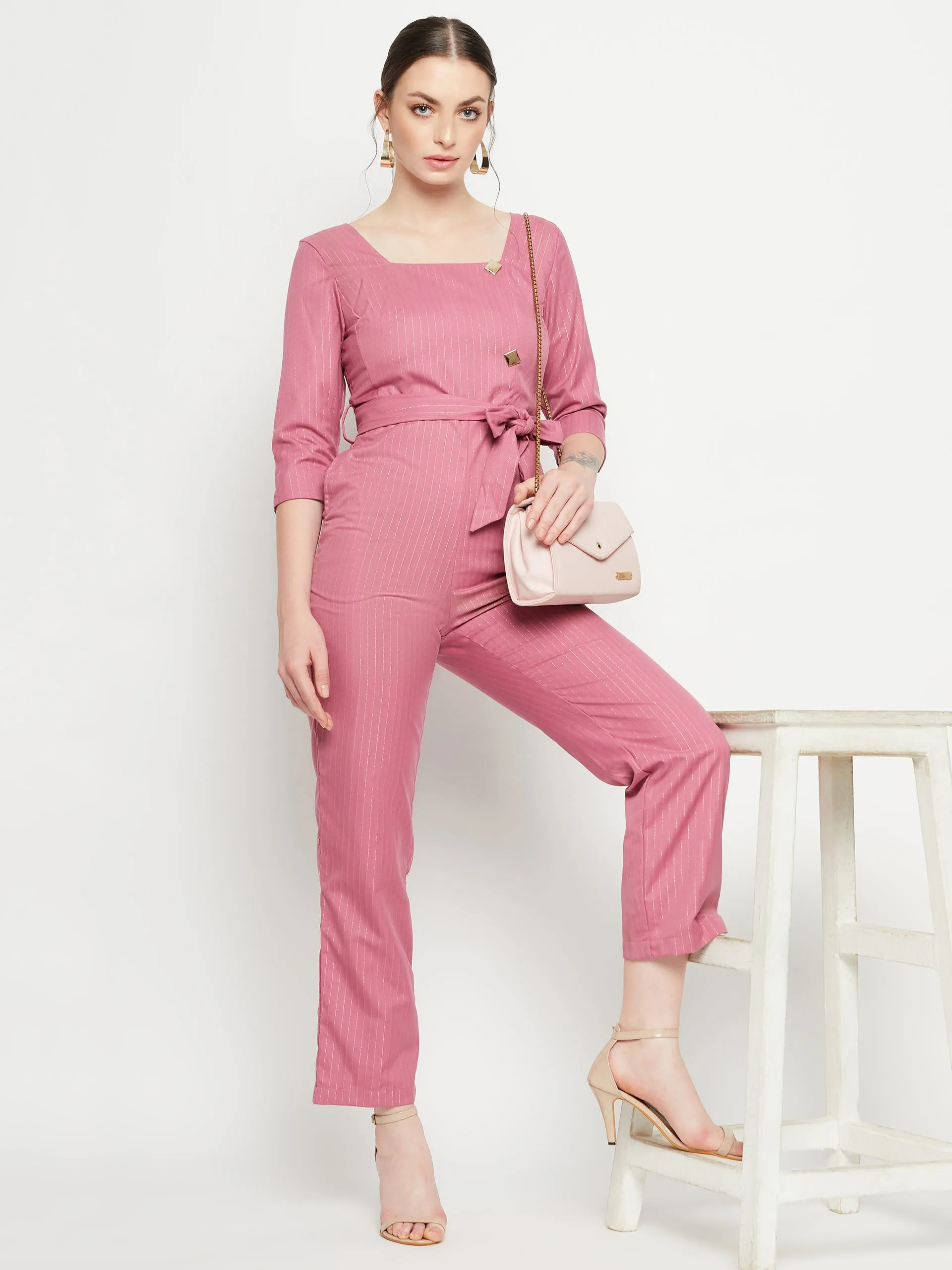 Madame Pink Jumpsuit With Pattern
