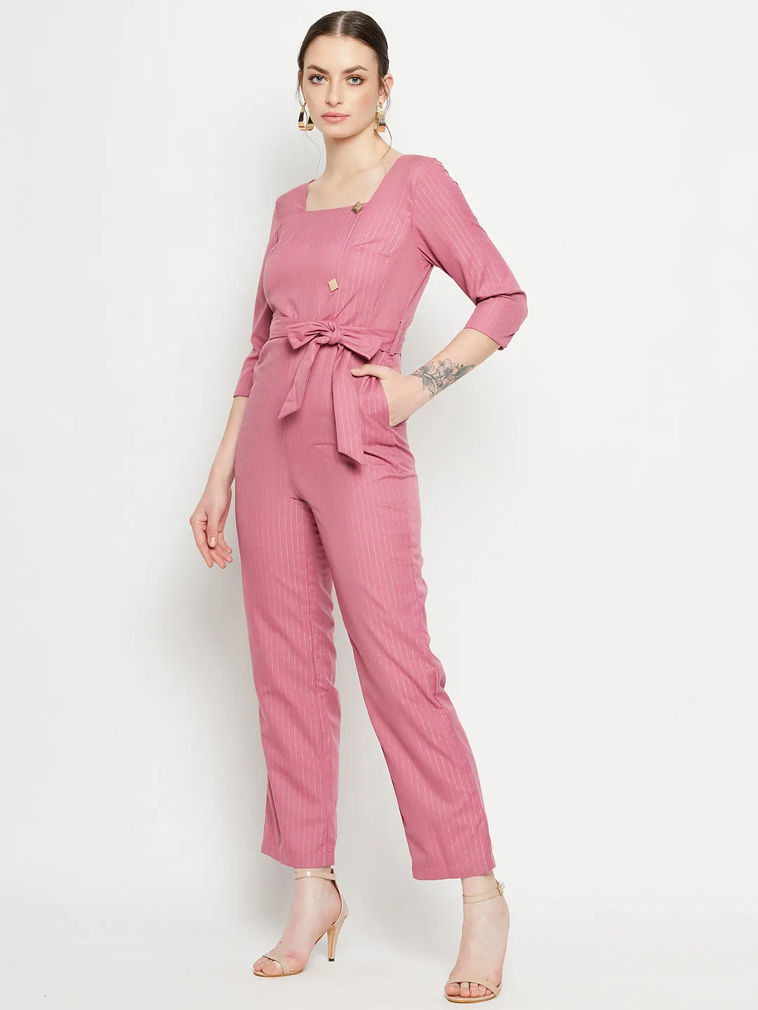 Madame Pink Jumpsuit With Pattern