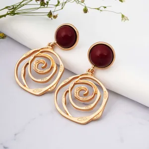 Marron Stone Coil Dangling Earrings