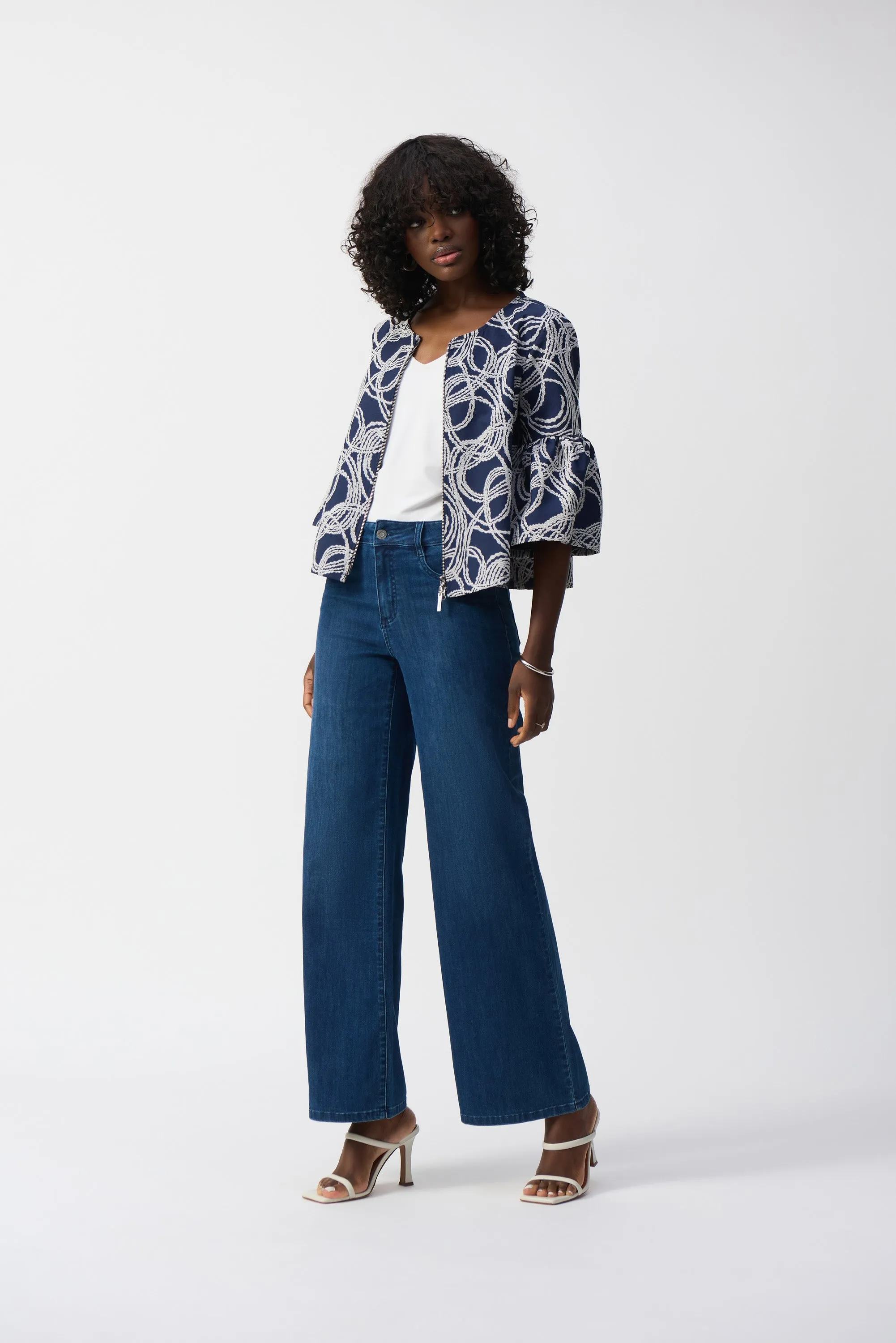 Medium Blue Goldie Classic Wide-Leg Stretch Jeans