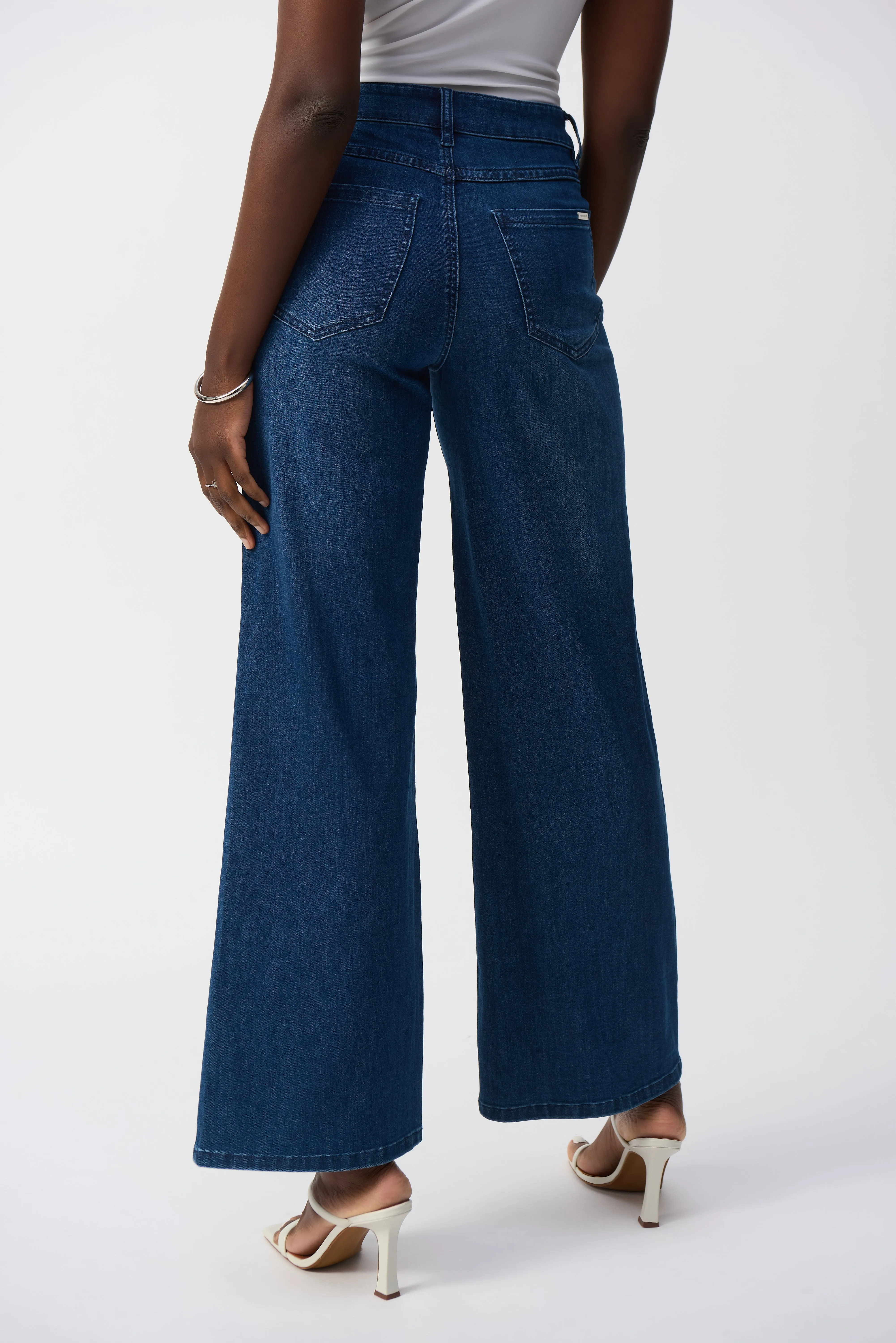 Medium Blue Goldie Classic Wide-Leg Stretch Jeans