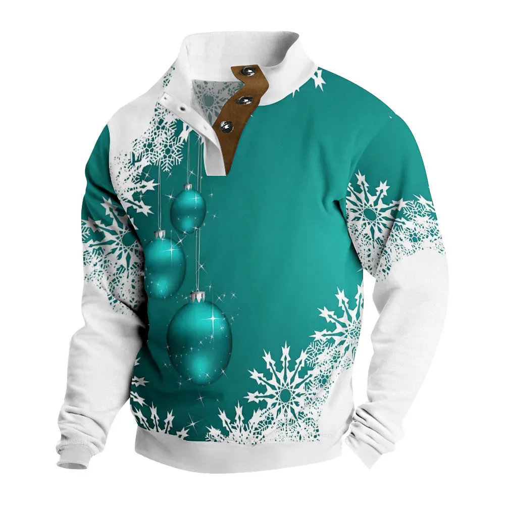 Men's Christmas Trendy Snowflake Graphic Print Sweatshirt 240802441