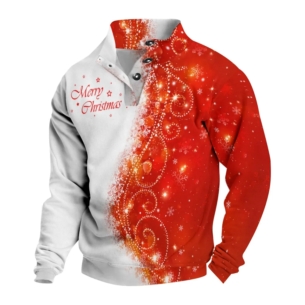 Men's Christmas Trendy Snowflake Graphic Print Sweatshirt 240802441