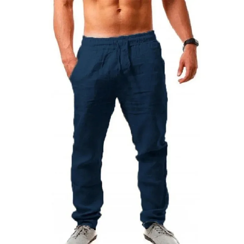 Men's Cotton Linen Pants  Autumn Trousers, S-3XL