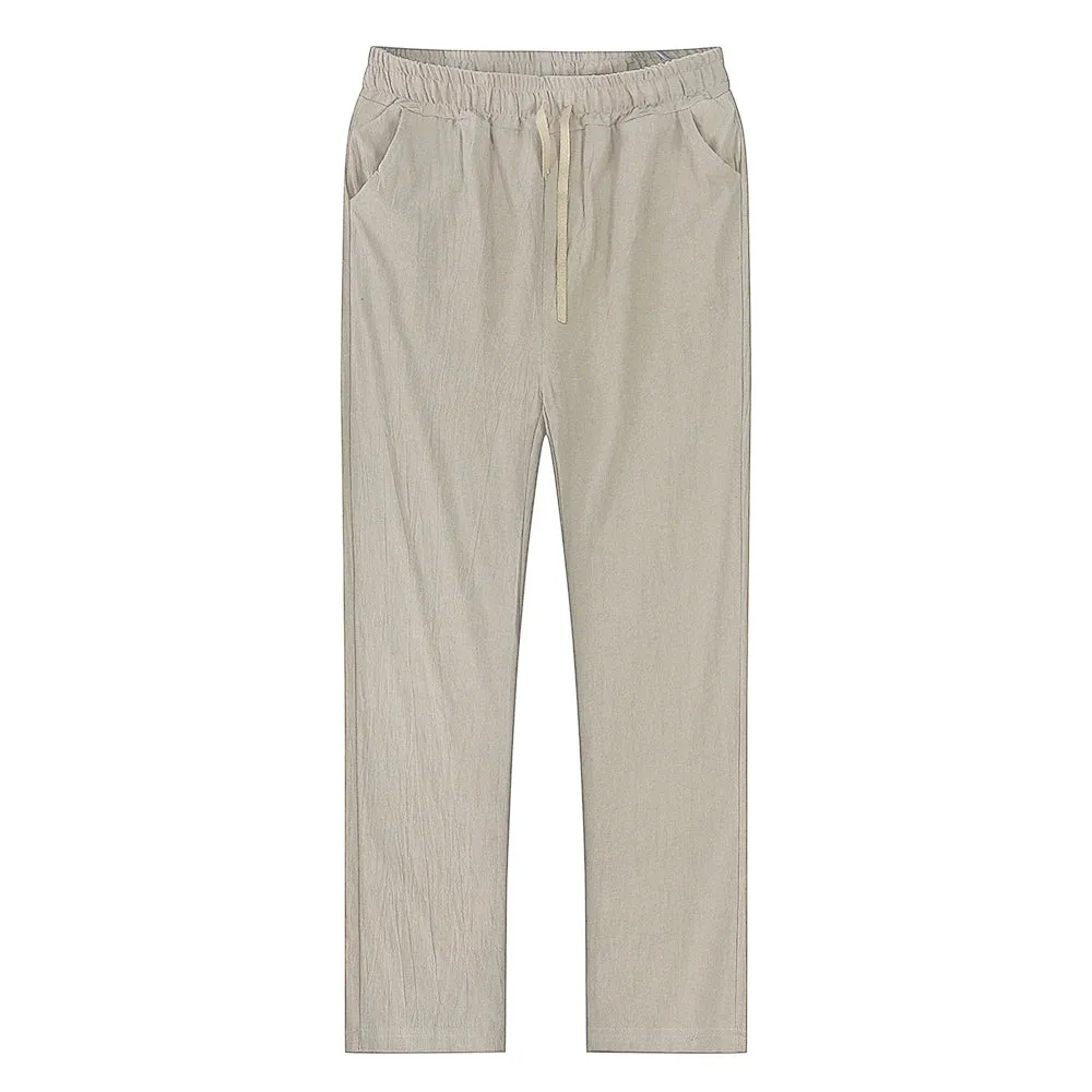 Men's Cotton Linen Pants  Autumn Trousers, S-3XL