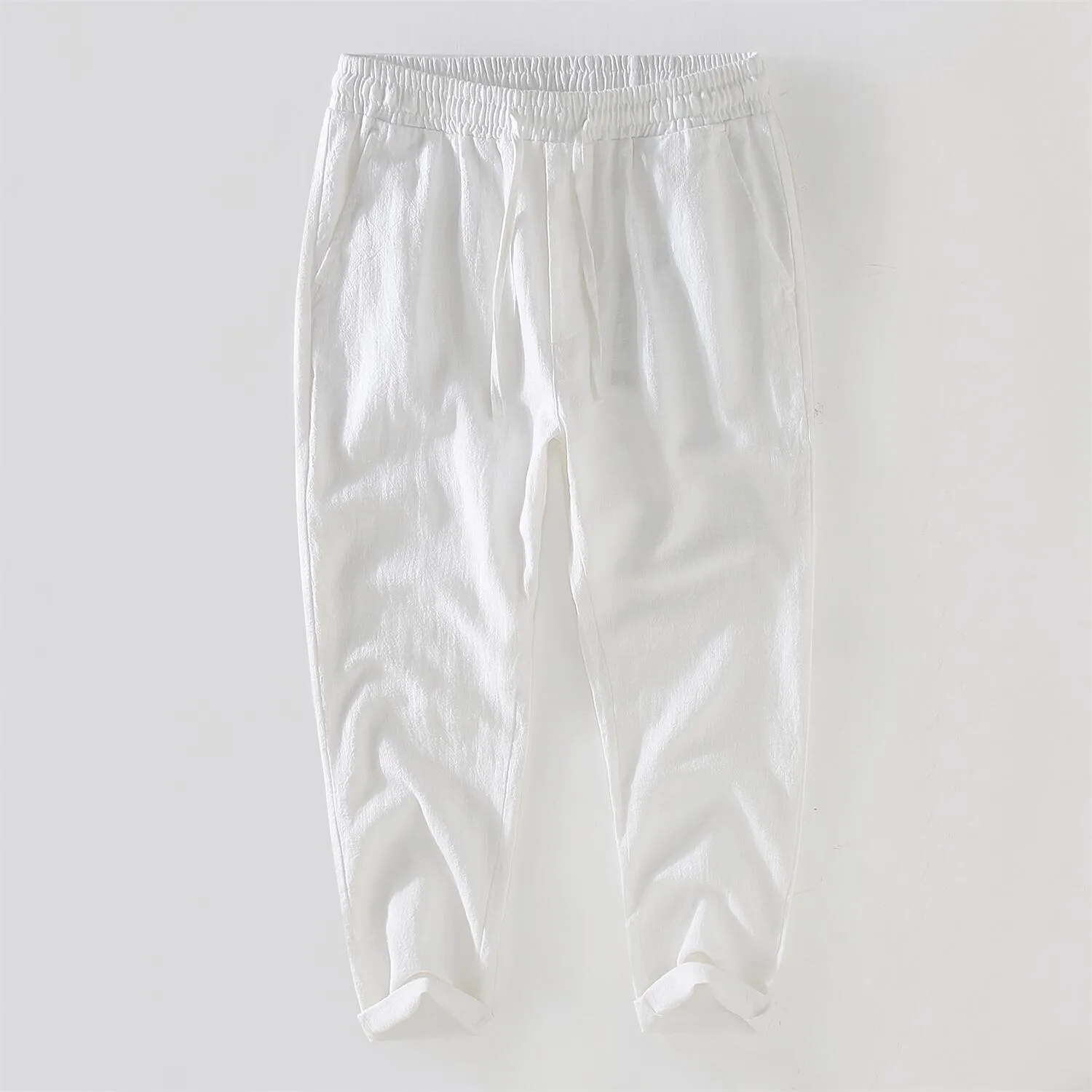 Men's Linen Drawstring Cropped Pants