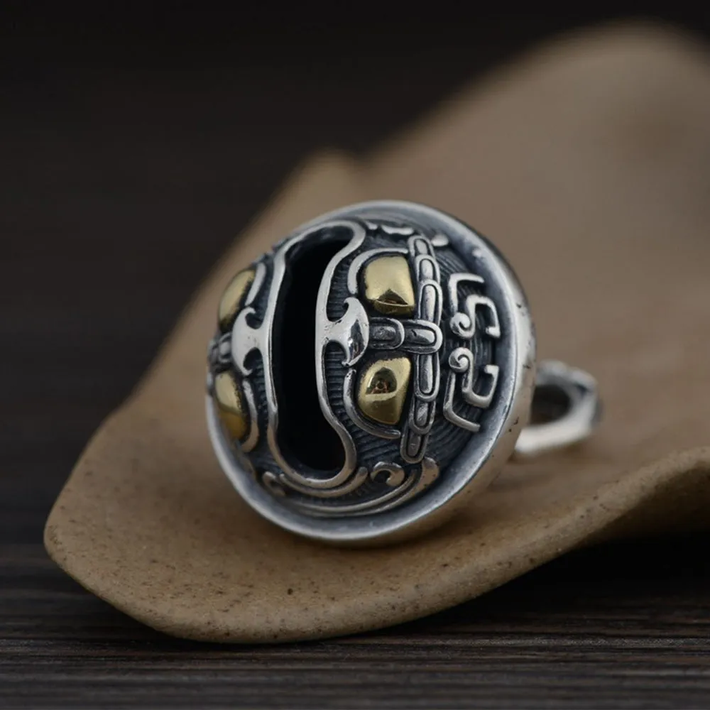 Men’s Real Solid 925 Sterling Silver Pendants Gluttonous Wild Beast Bell Fashion
