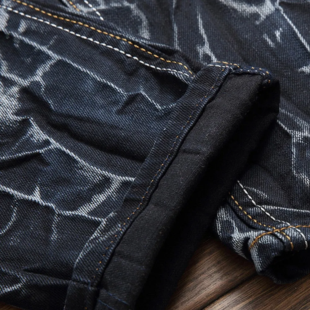 Men's Straight Legs Applique Design Tie Dye Jeans