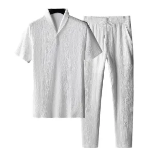 Men's Summer Fashion Sports T-Shirt Wth Full Length Pants