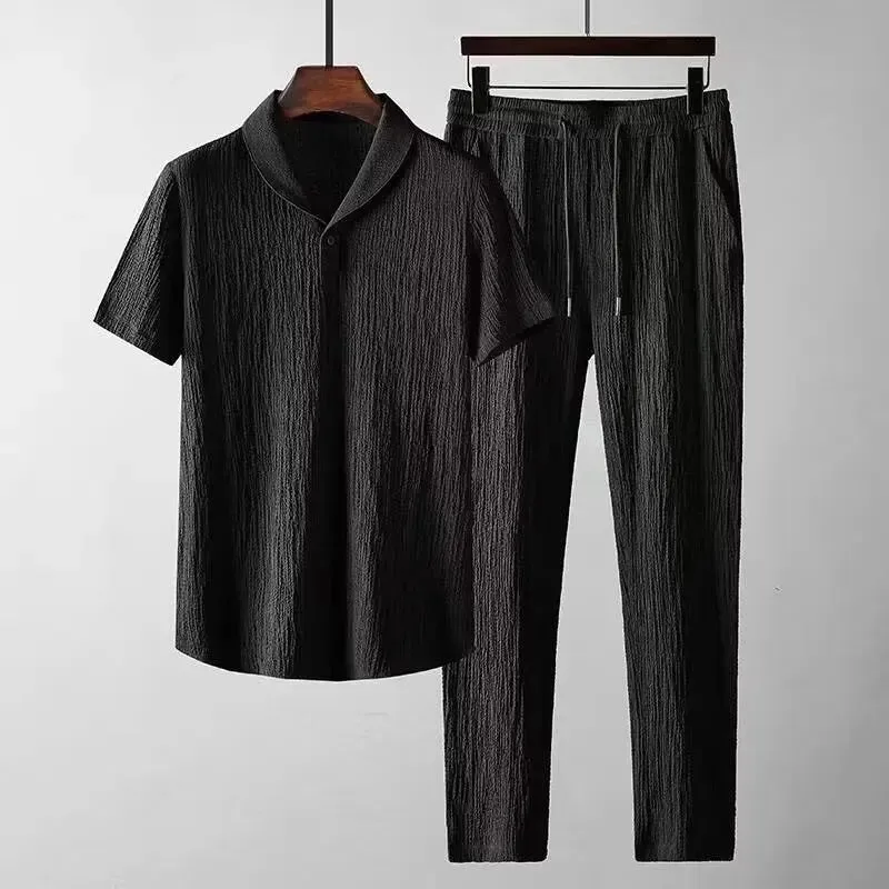 Men's Summer Fashion Sports T-Shirt Wth Full Length Pants