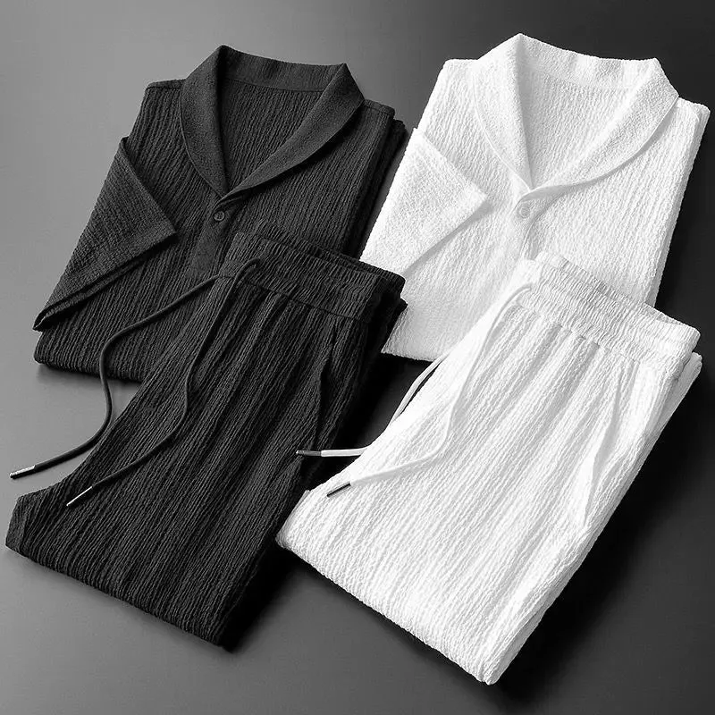 Men's Summer Fashion Sports T-Shirt Wth Full Length Pants