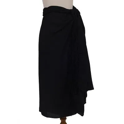 'Midnight in Bali' Traditional Balinese Fashion Black Rayon Sarong
