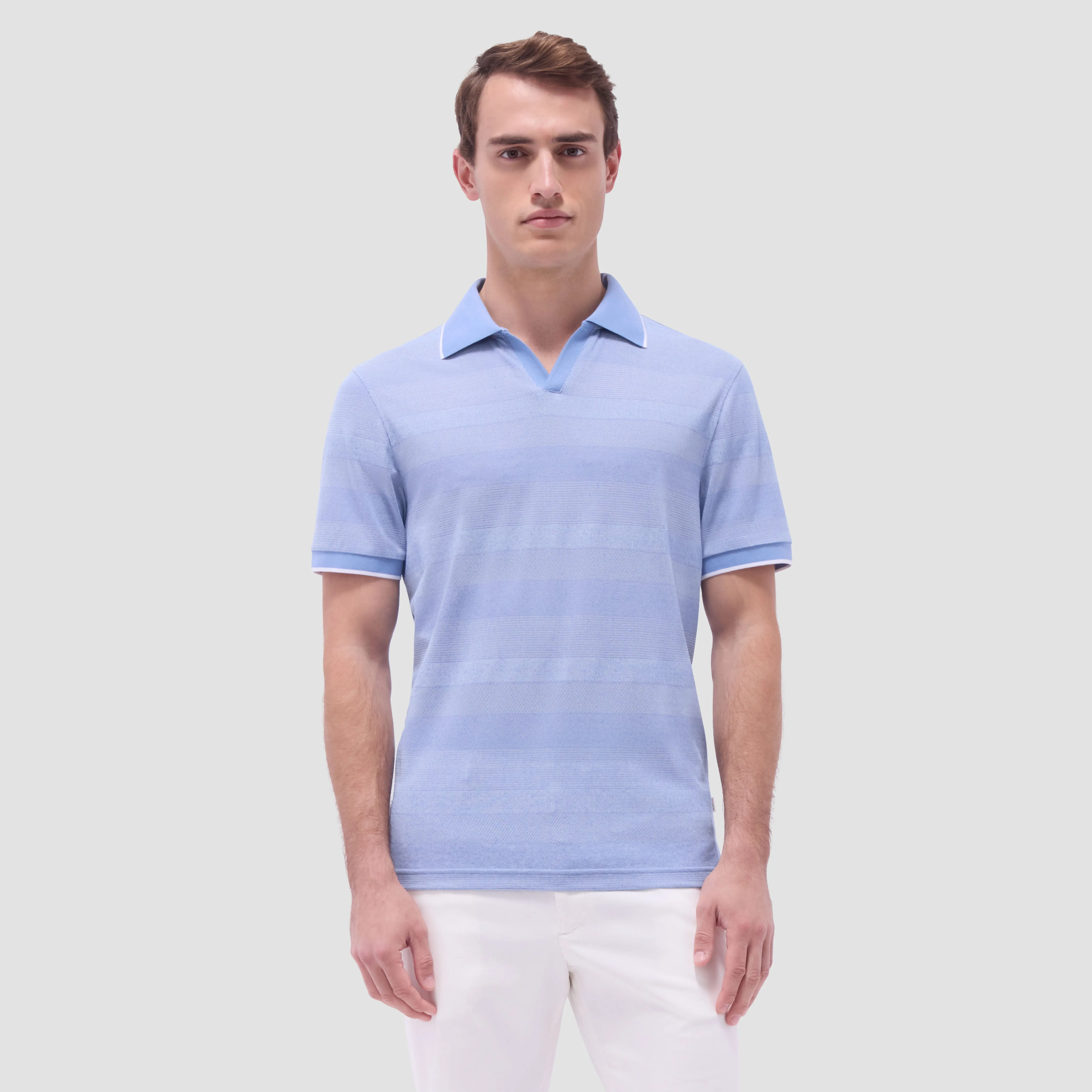 Mixed Media Johnny Collar Polo Shirt