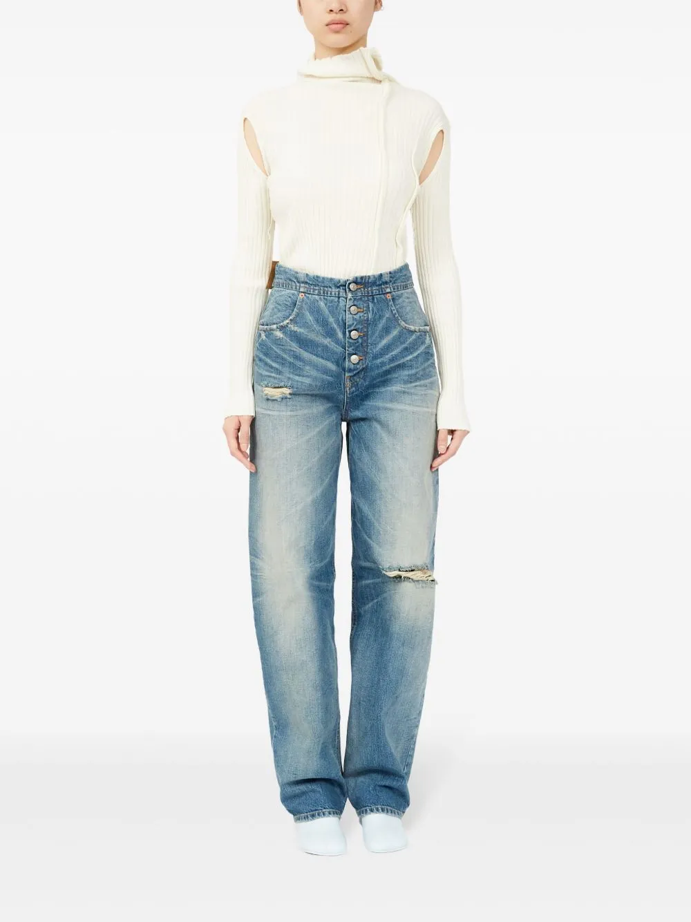 MM6 MAISON MARGIELA Distressed Cotton Jeans for Women