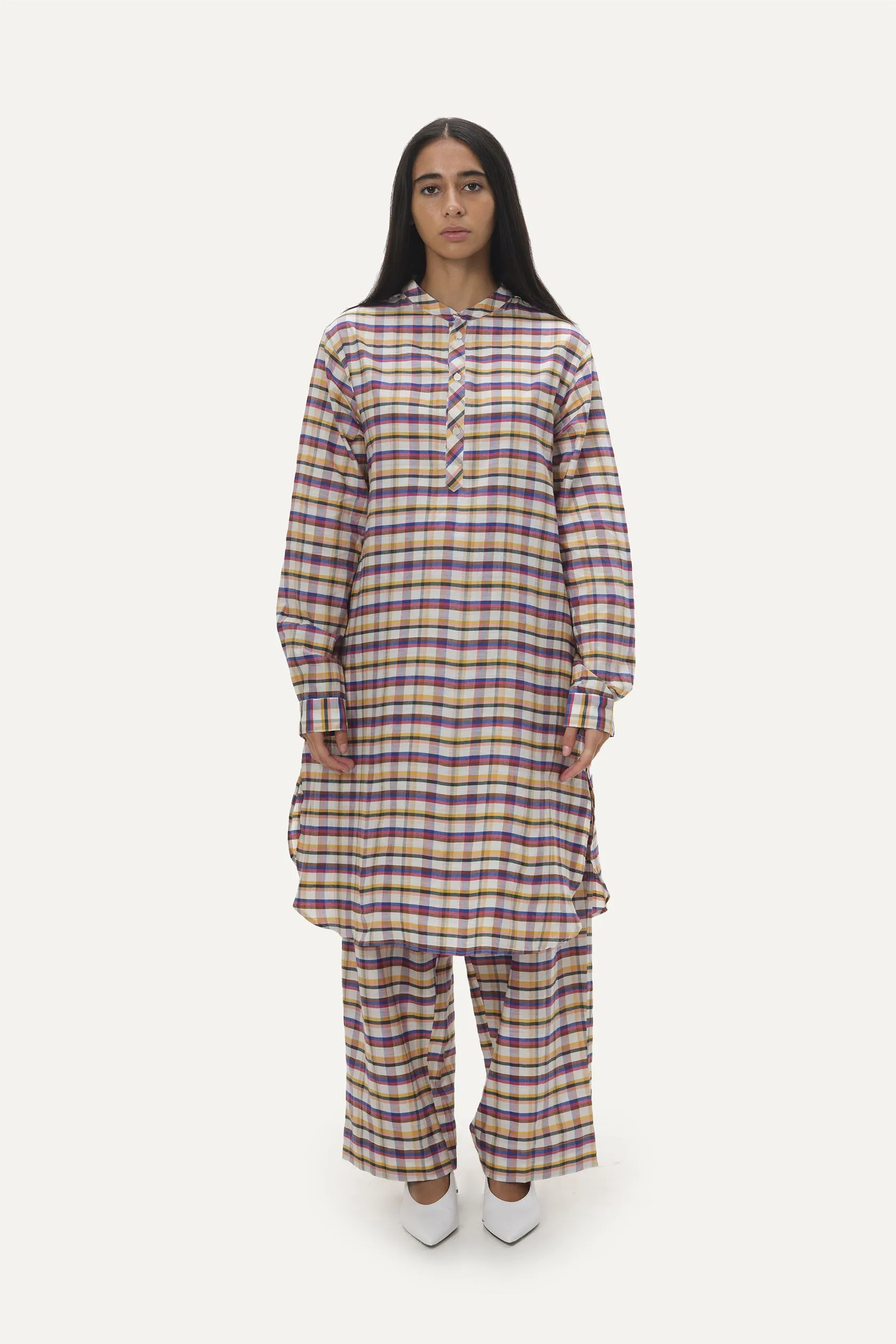Naushad Ali   I   Jibba set Madras Checks Signature Spring Summer 2025 Multicolour Handwoven Silk Cotton NA SS24 W17