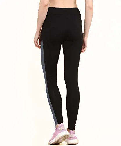 Neu Look Gym wear Leggings Ankle Length Workout Trousers | Stretchable Striped Jeggings | High Waist Sports Fitness Yoga Track Pants for Girls & Women (Grey, X-Large)