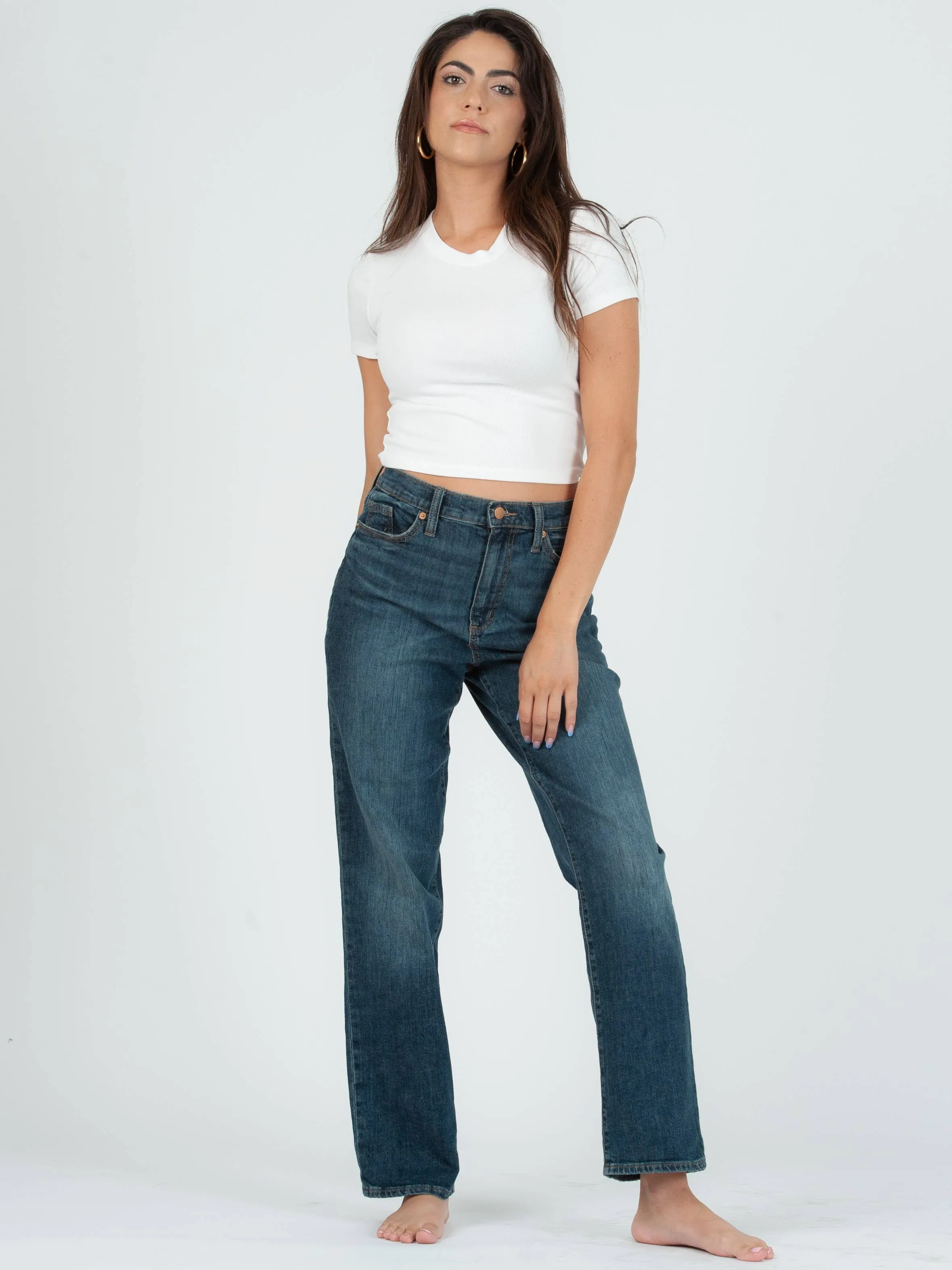 NICOLE ROUND NECK CROPPED TEE-WHITE