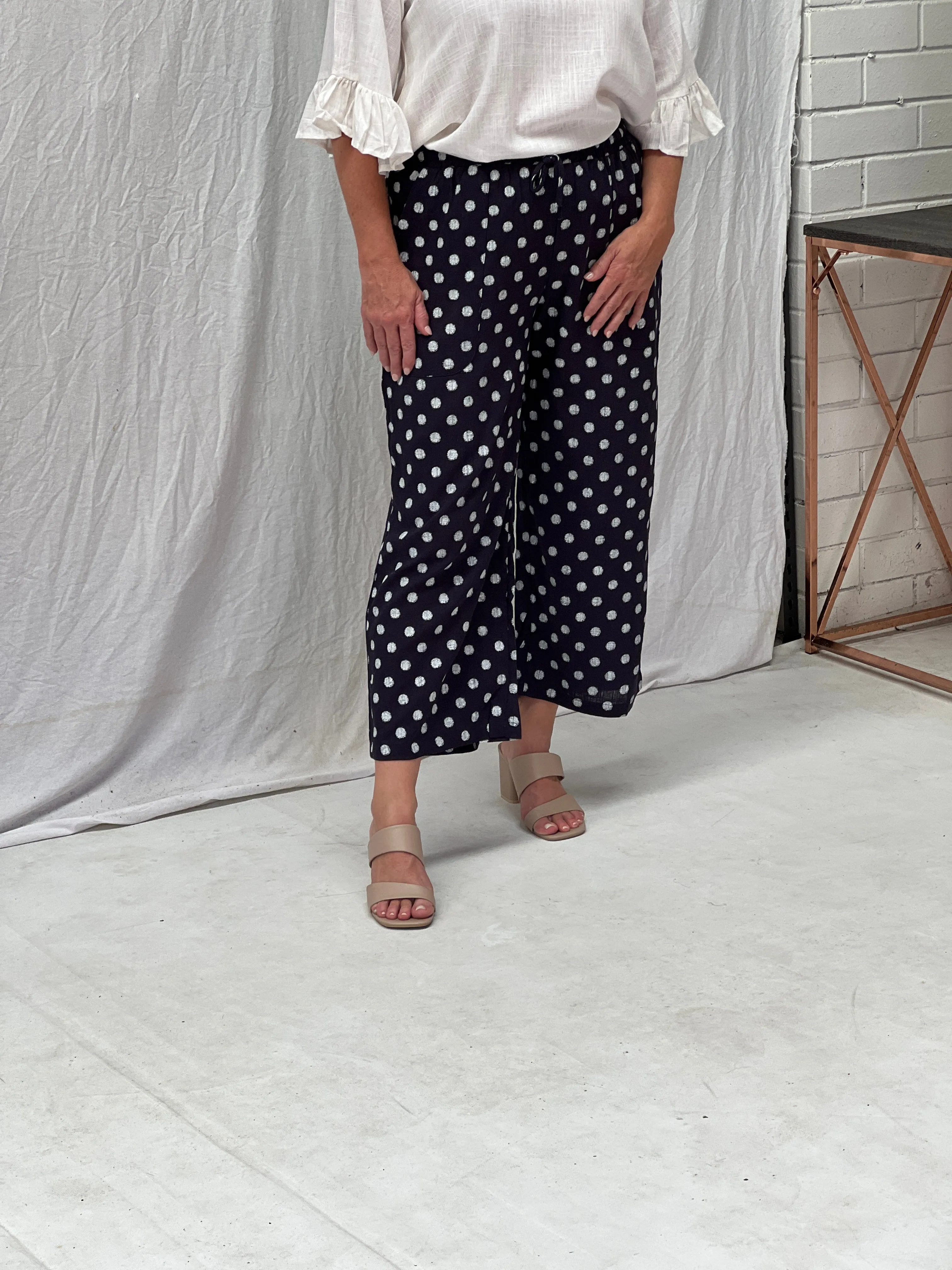 Niylah Spot Linen Pants