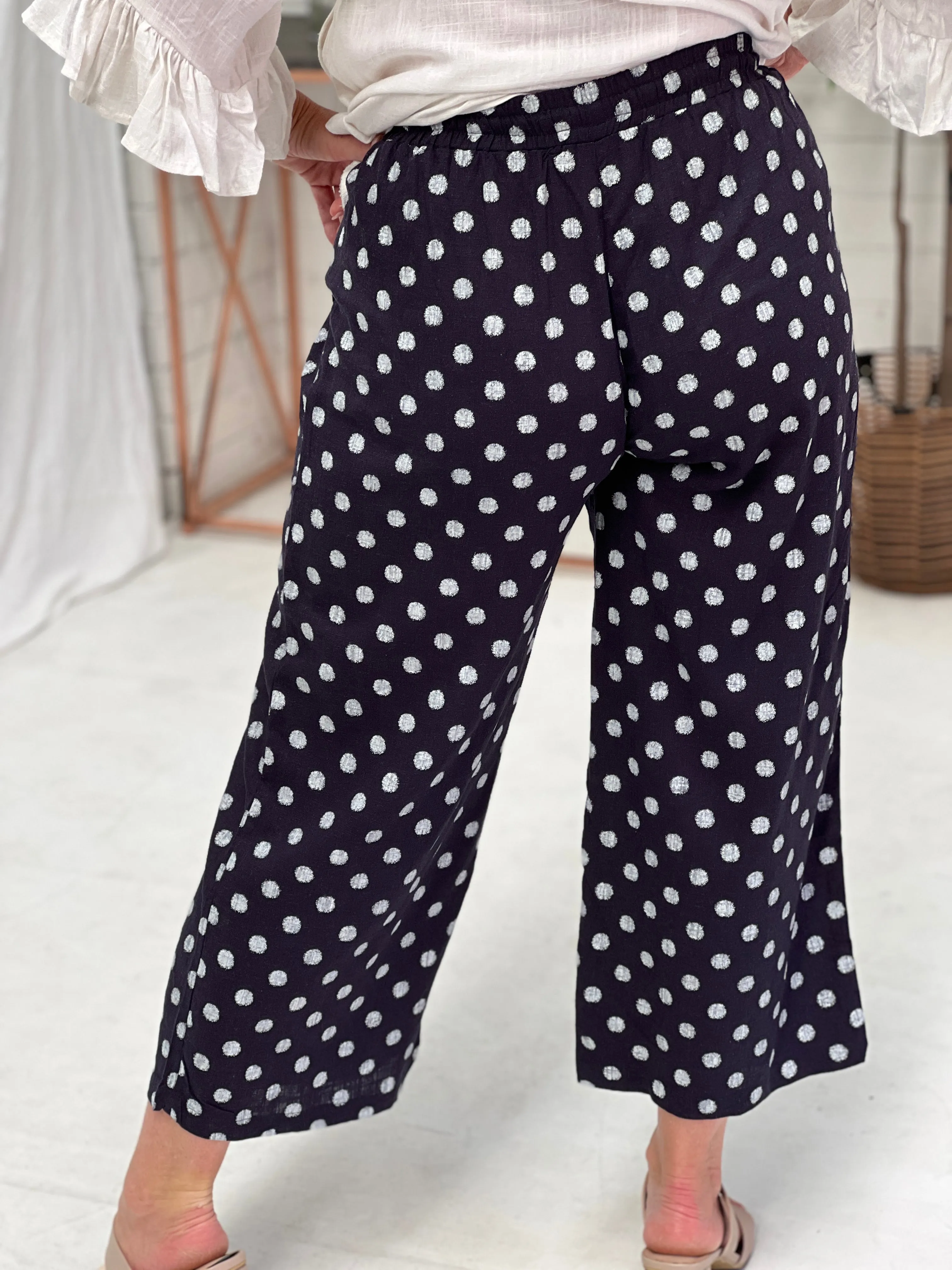 Niylah Spot Linen Pants