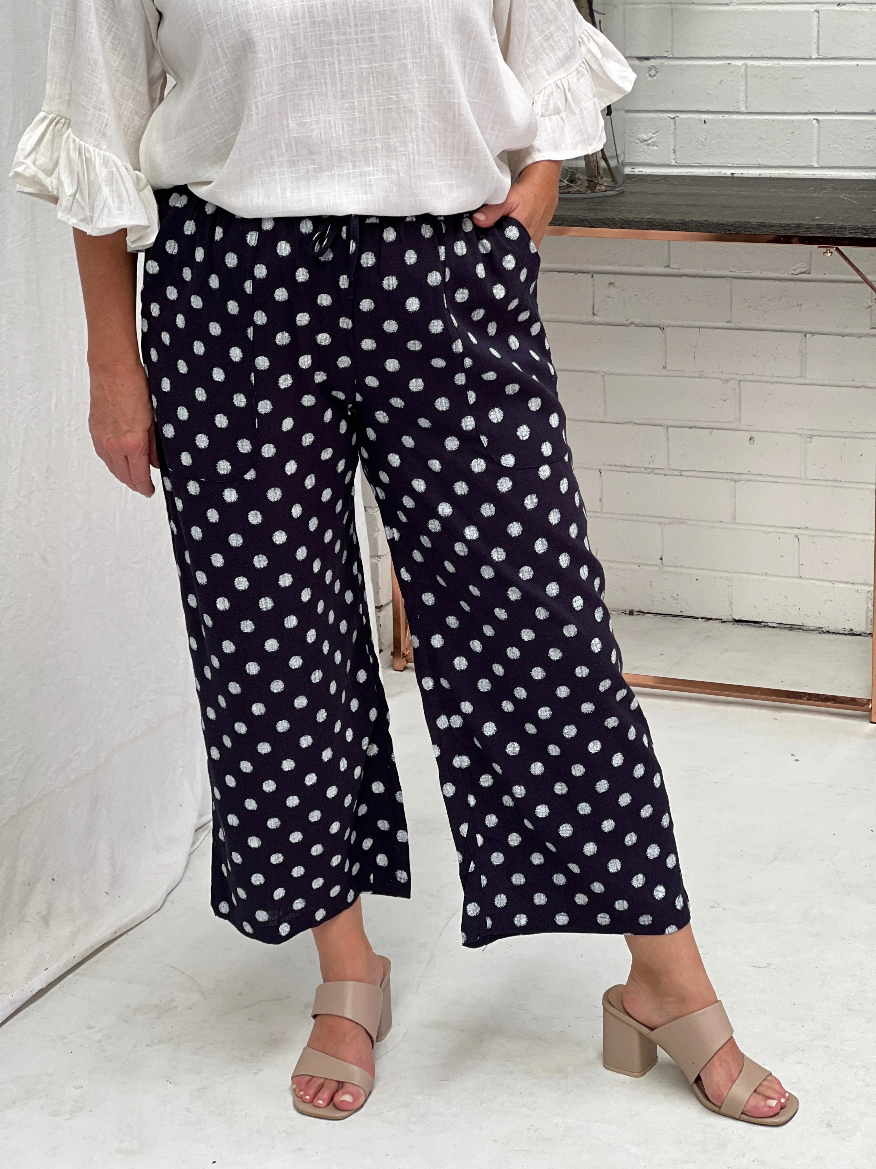 Niylah Spot Linen Pants