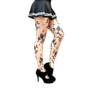 Nude Floral Fairycore Tights