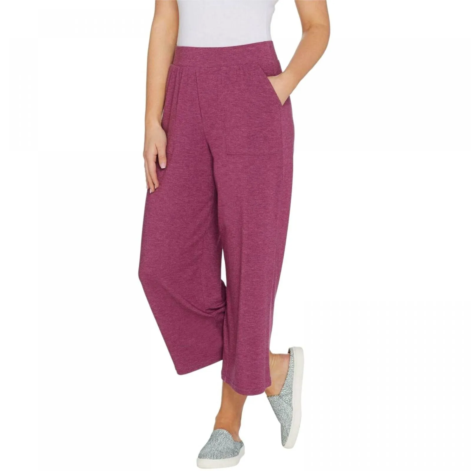 NWT LOGO Lounge By Lori Goldstein Plus Jersey Wide Leg Cropped Pants. A307281 1X