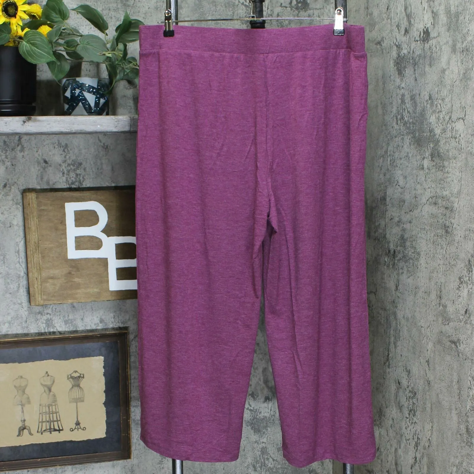 NWT LOGO Lounge By Lori Goldstein Plus Jersey Wide Leg Cropped Pants. A307281 1X
