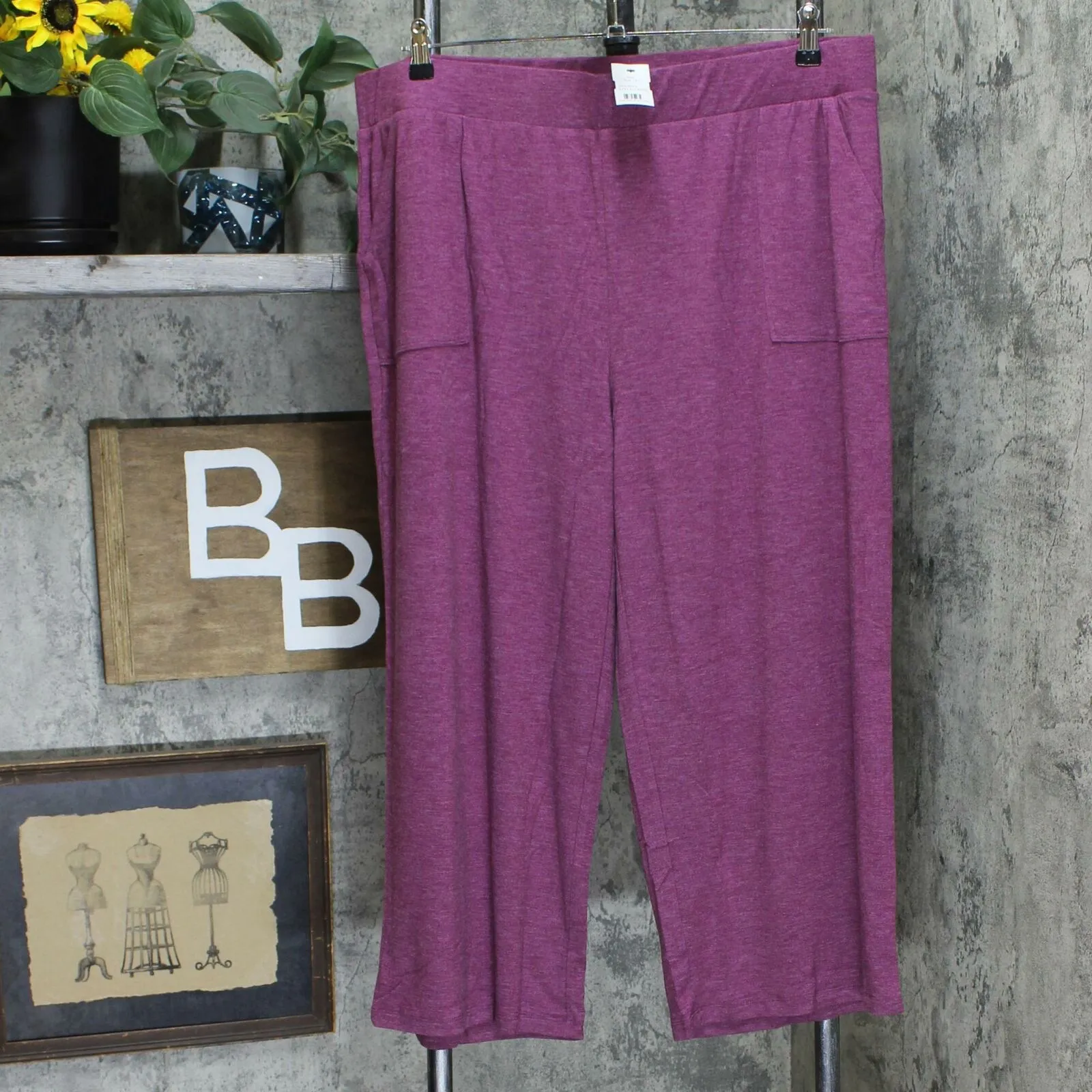 NWT LOGO Lounge By Lori Goldstein Plus Jersey Wide Leg Cropped Pants. A307281 1X