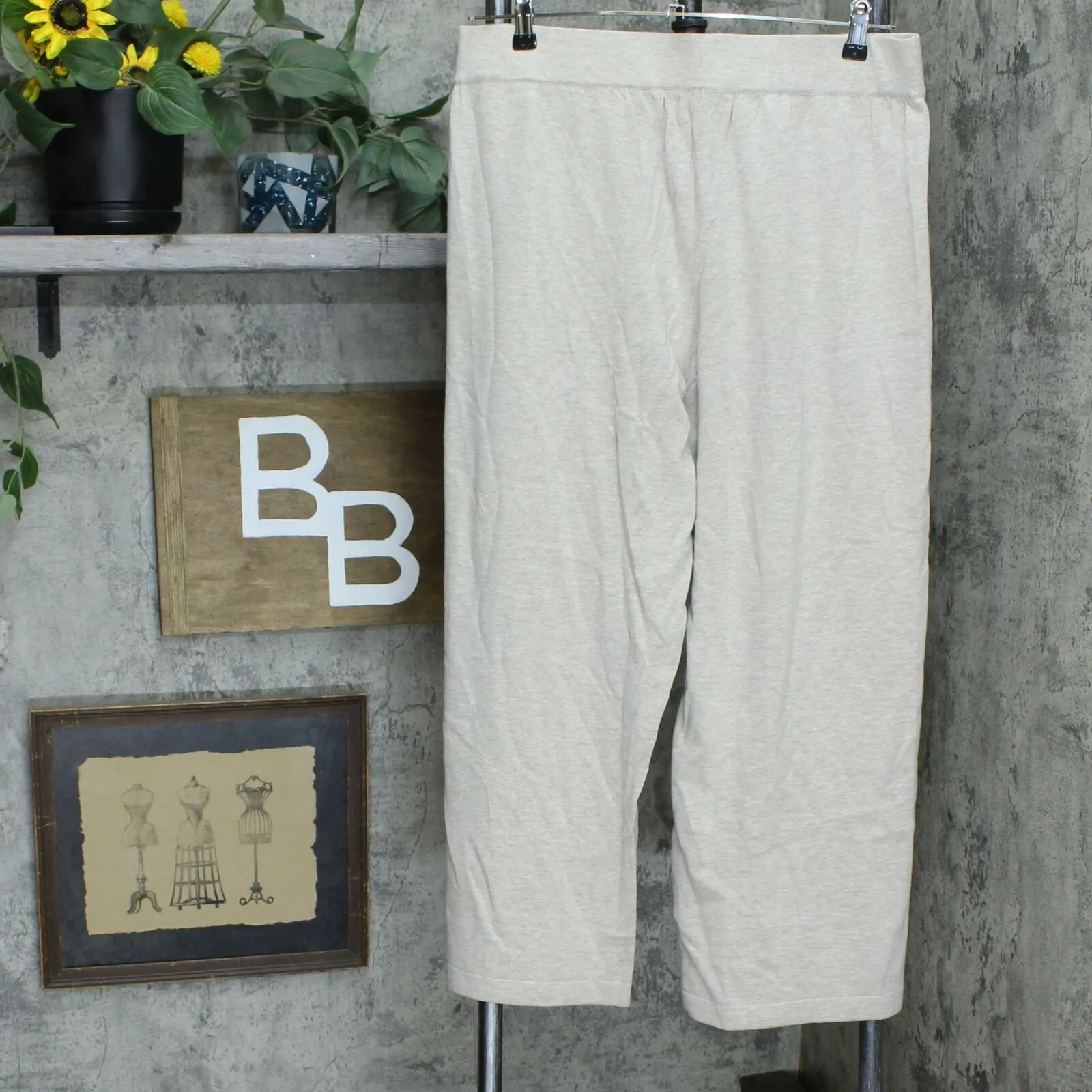 NWT MarlaWynne Plus Size Linen Blend Cropped Pull On Knit Pants. 655750-Plus 1X
