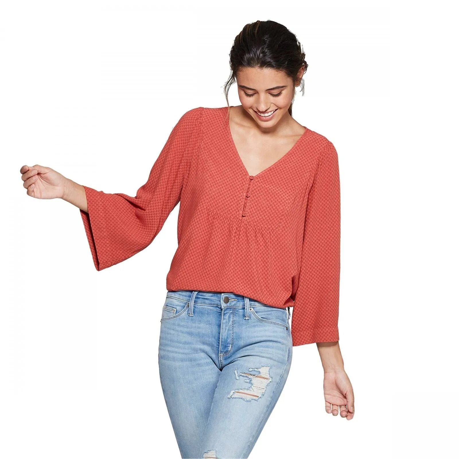 NWT Universal Thread Women's Long Sleeve V-Neck Peasant Top. 00560286 X-Small