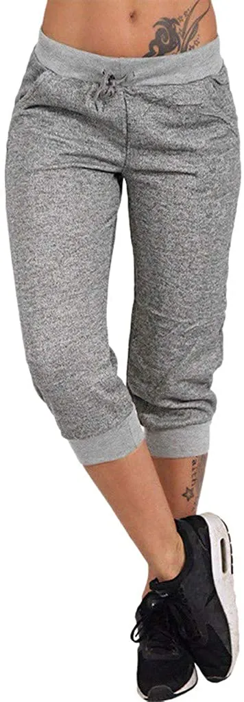 NXY Winsummer Women Cargo Capri Pants Lightweight Drawstring Sport Yoga Jogger Cropped Pants Lounge Track Sweatpants