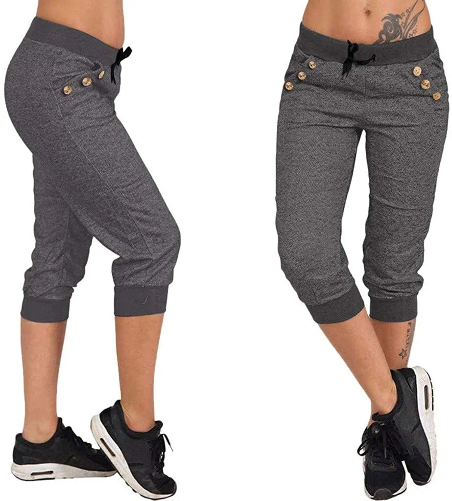 NXY Winsummer Women Cargo Capri Pants Lightweight Drawstring Sport Yoga Jogger Cropped Pants Lounge Track Sweatpants