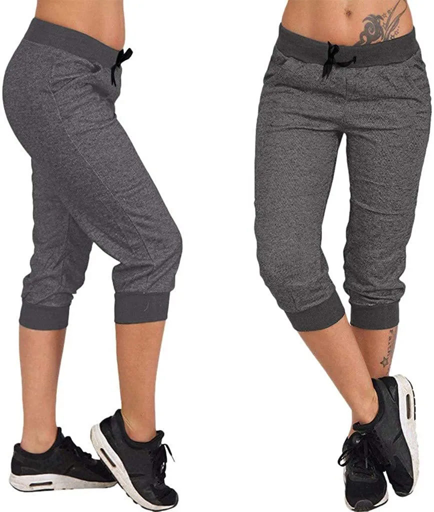 NXY Winsummer Women Cargo Capri Pants Lightweight Drawstring Sport Yoga Jogger Cropped Pants Lounge Track Sweatpants