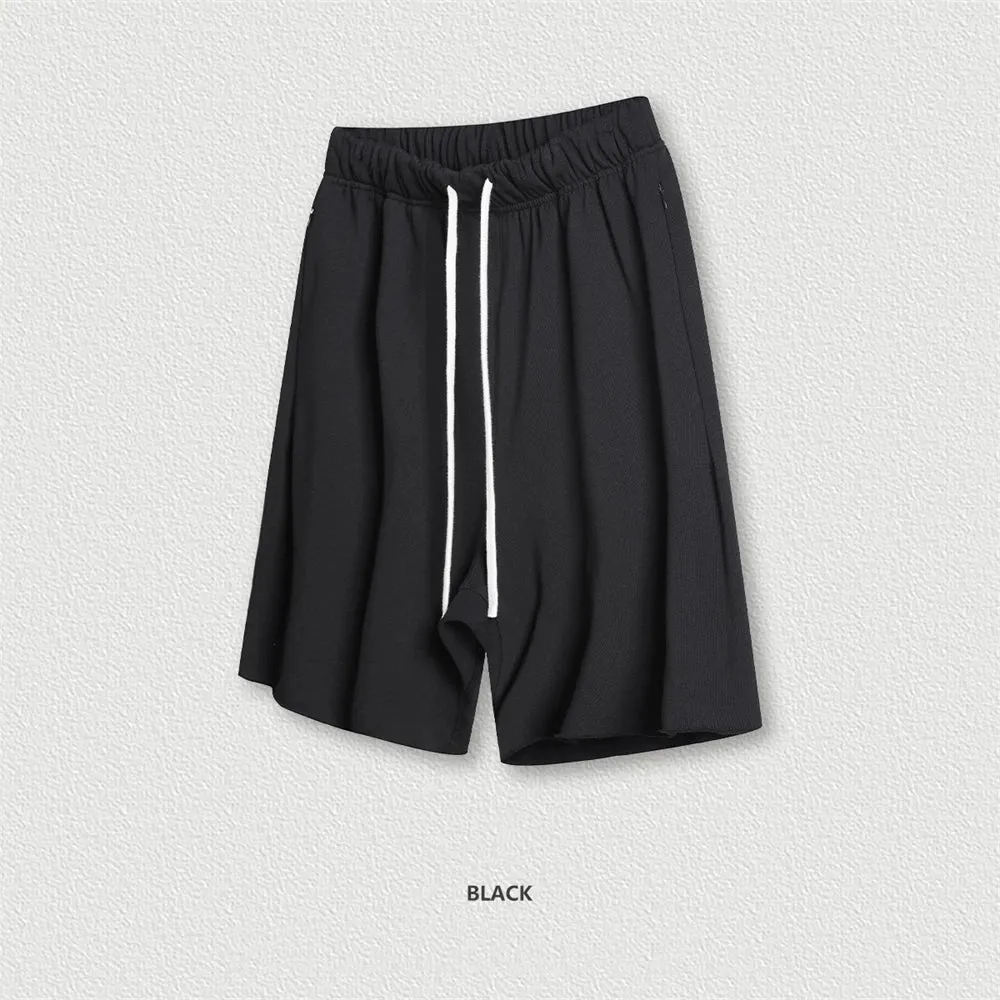 Obsidian Phoenix Luxury 420gsm Retro Washed Shorts - Unisex Loose-Fit Drawstring Knee-Length Cotton Streetwear Pants