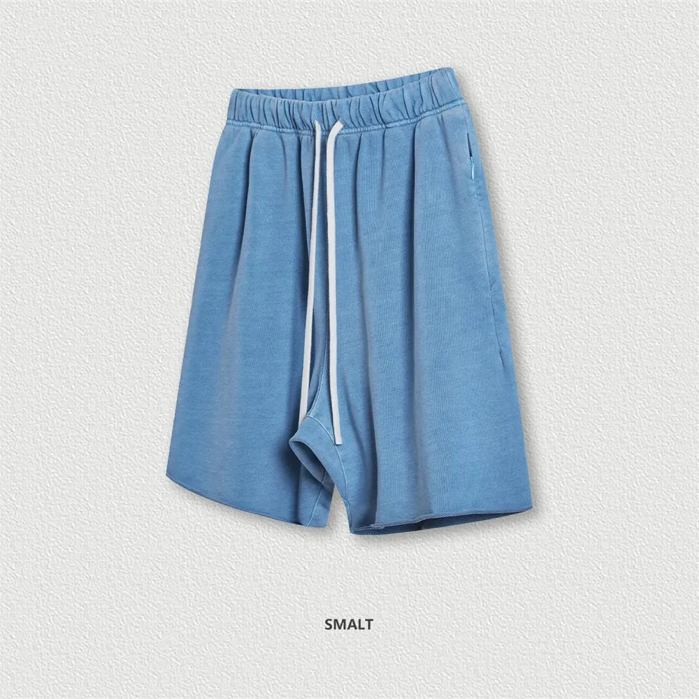 Obsidian Phoenix Luxury 420gsm Retro Washed Shorts - Unisex Loose-Fit Drawstring Knee-Length Cotton Streetwear Pants