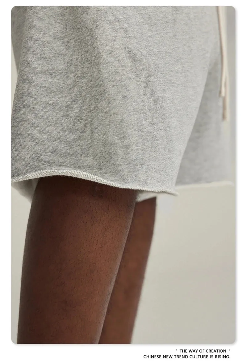 Obsidian Phoenix Luxury 420gsm Retro Washed Shorts - Unisex Loose-Fit Drawstring Knee-Length Cotton Streetwear Pants
