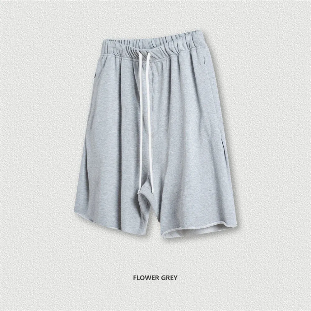 Obsidian Phoenix Luxury 420gsm Retro Washed Shorts - Unisex Loose-Fit Drawstring Knee-Length Cotton Streetwear Pants