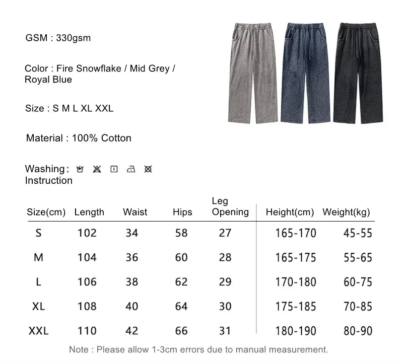 Obsidian Phoenix Luxury Retro Washed Cotton Pants - Unisex 330gsm Distressed Loose-Fit Straight Trousers