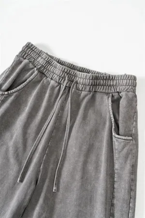Obsidian Phoenix Luxury Retro Washed Cotton Pants - Unisex 330gsm Distressed Loose-Fit Straight Trousers