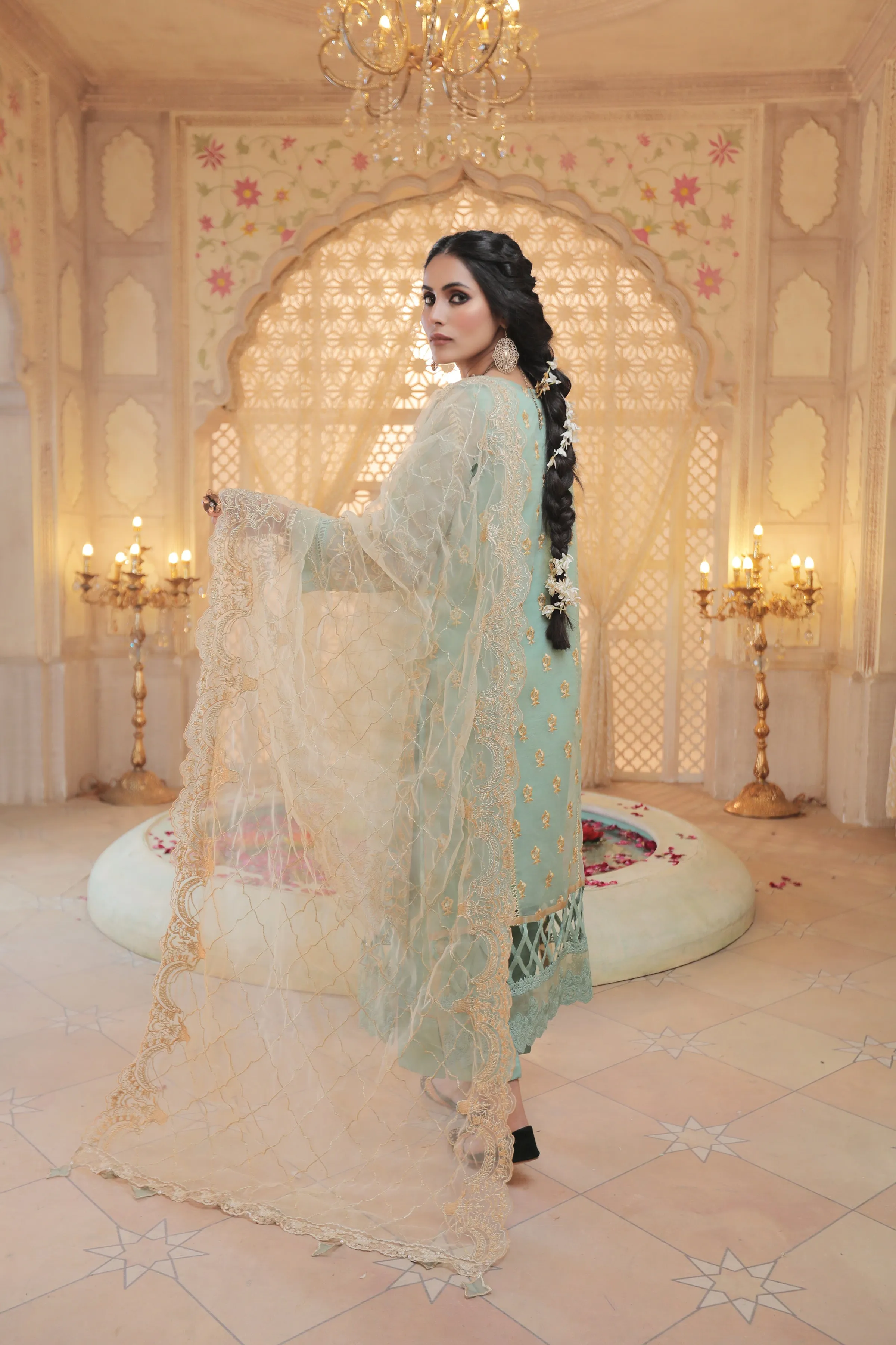 Party Wear Dress Pakistani in Sky Blue Shade #PF357