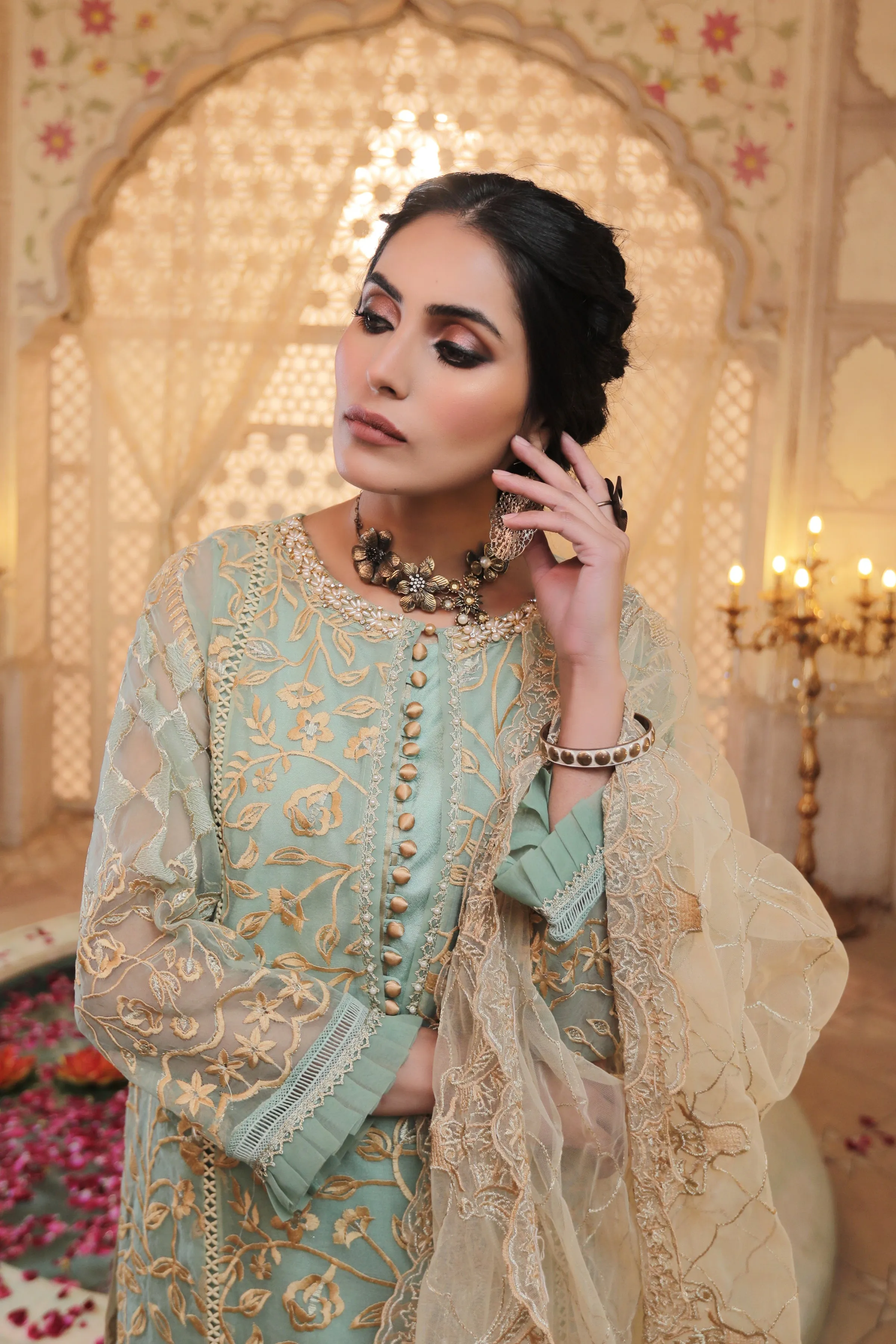 Party Wear Dress Pakistani in Sky Blue Shade #PF357