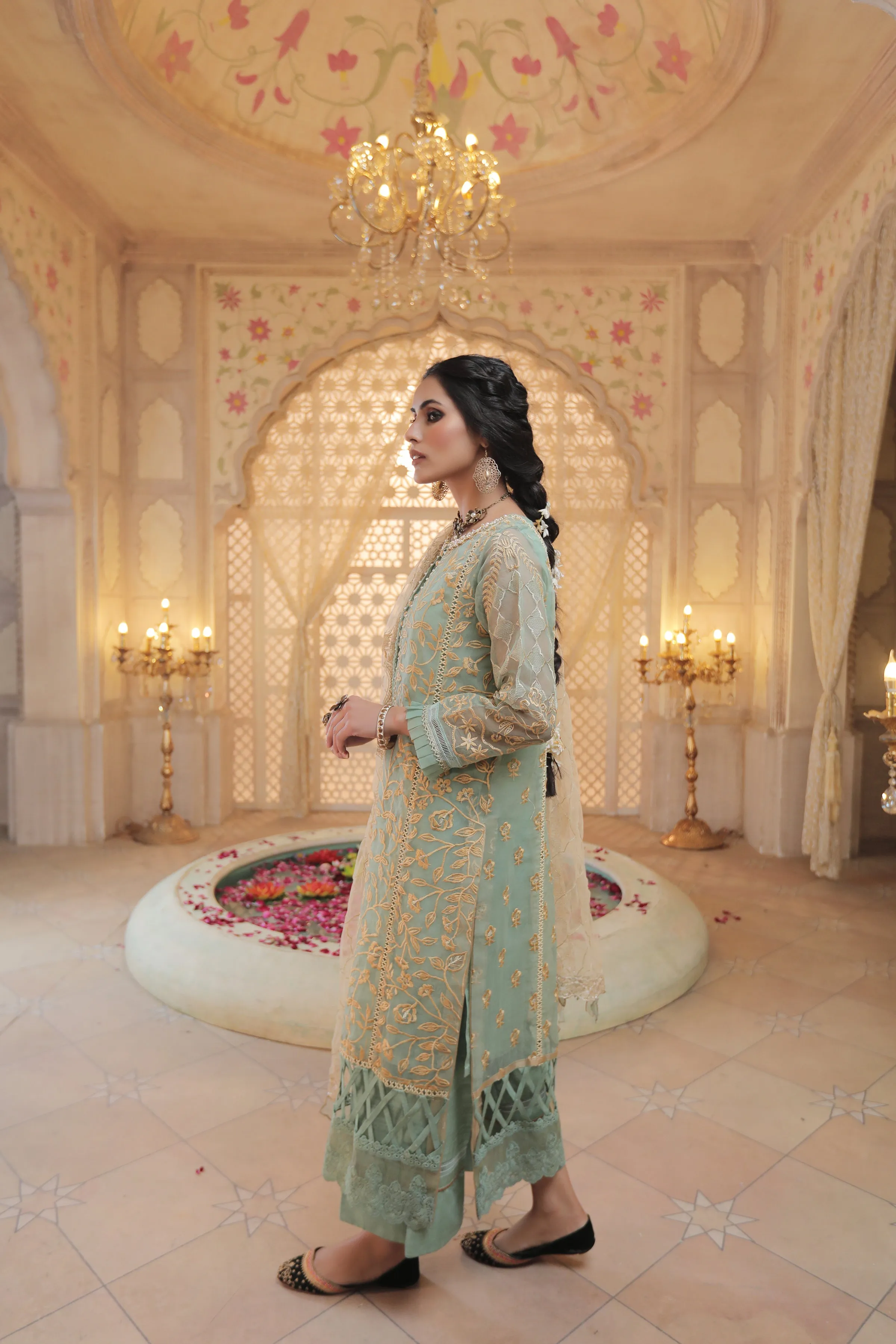 Party Wear Dress Pakistani in Sky Blue Shade #PF357