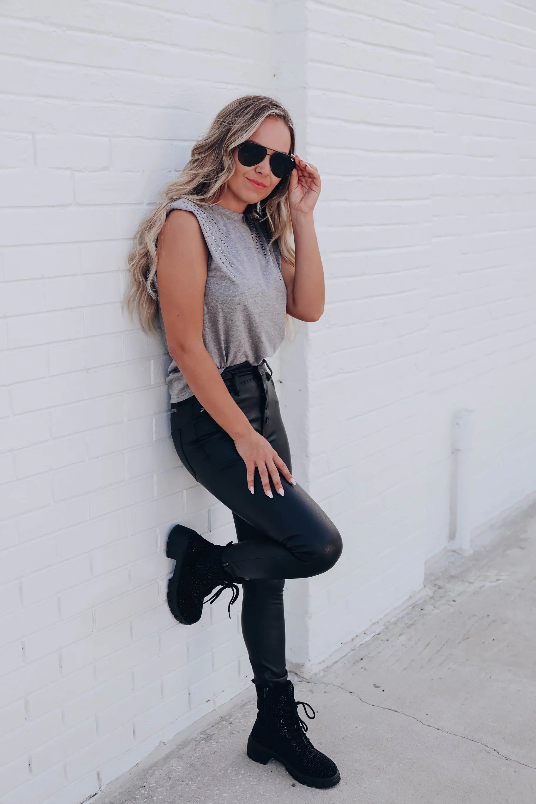 Perez Embellished Muscle Sleeve Top