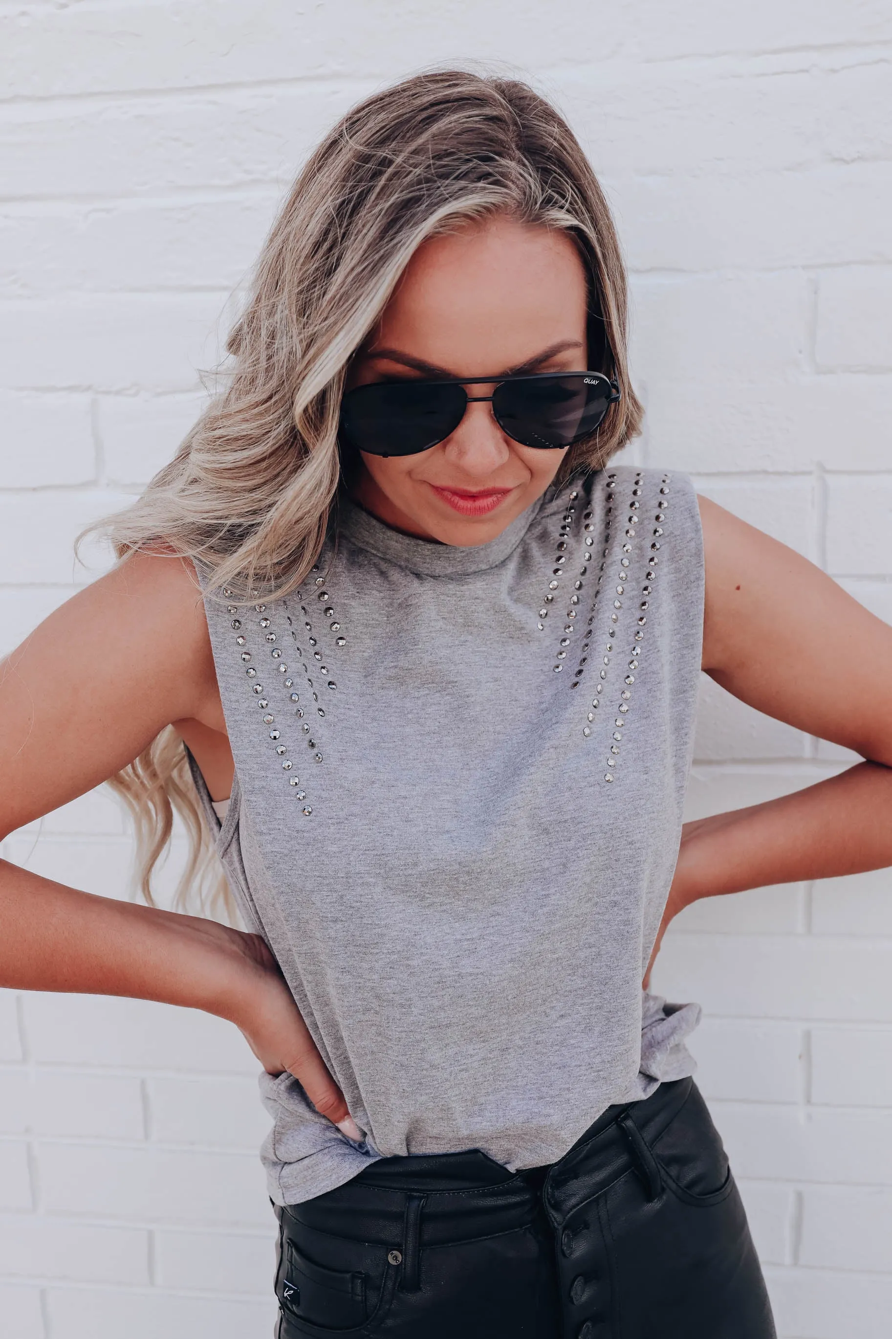 Perez Embellished Muscle Sleeve Top