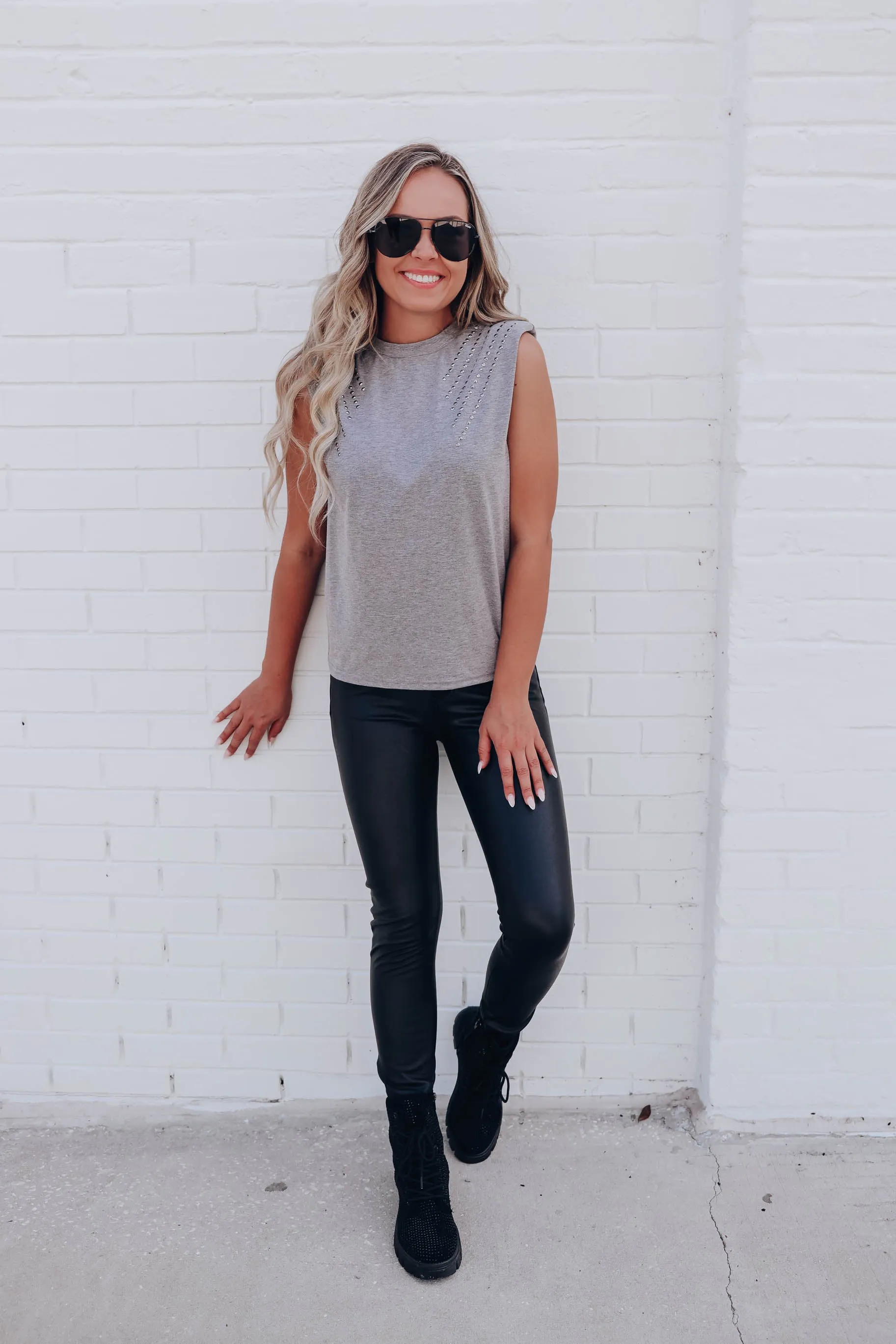 Perez Embellished Muscle Sleeve Top