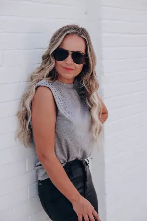 Perez Embellished Muscle Sleeve Top