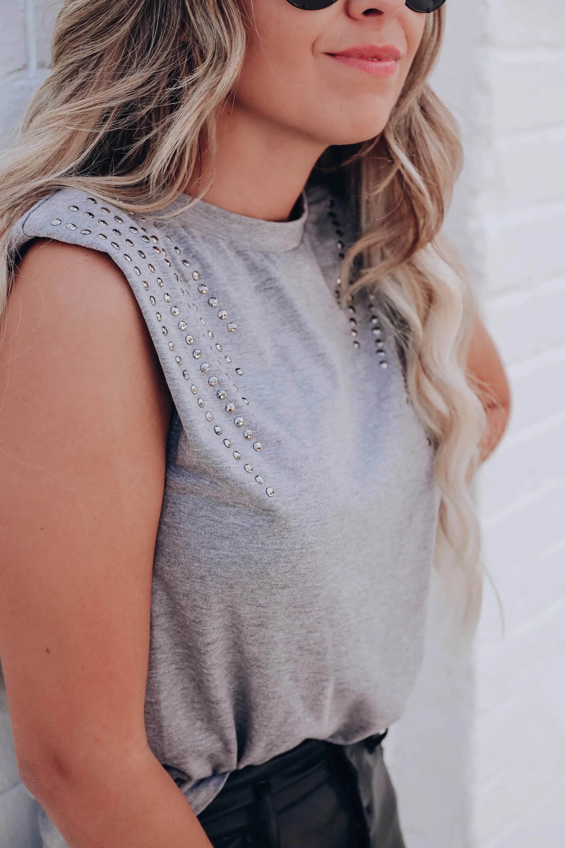 Perez Embellished Muscle Sleeve Top