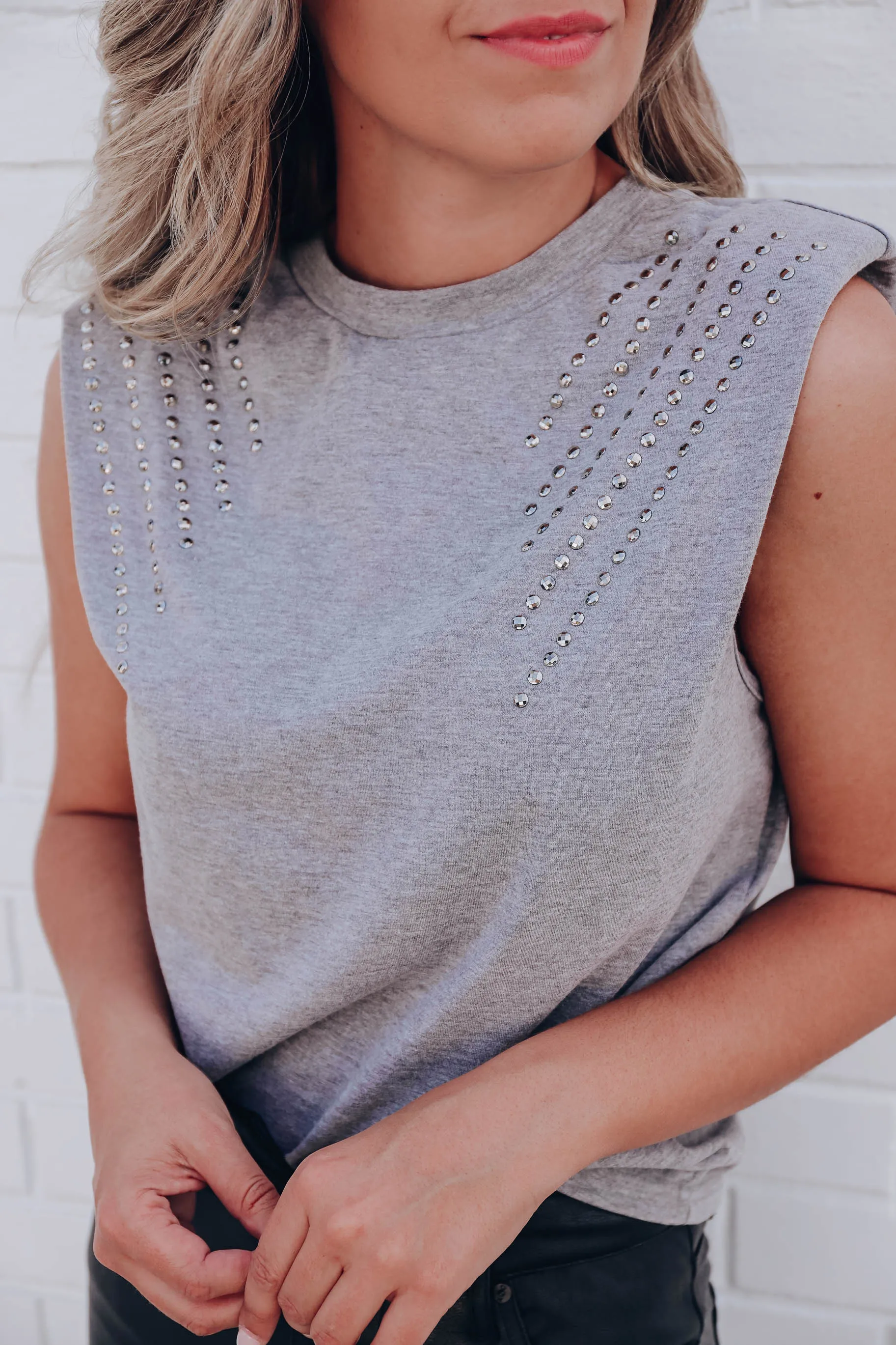 Perez Embellished Muscle Sleeve Top