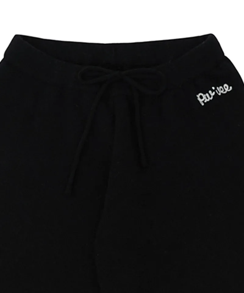 PIV'VEE Cashmere Knit Straight Pants - Ebony Black