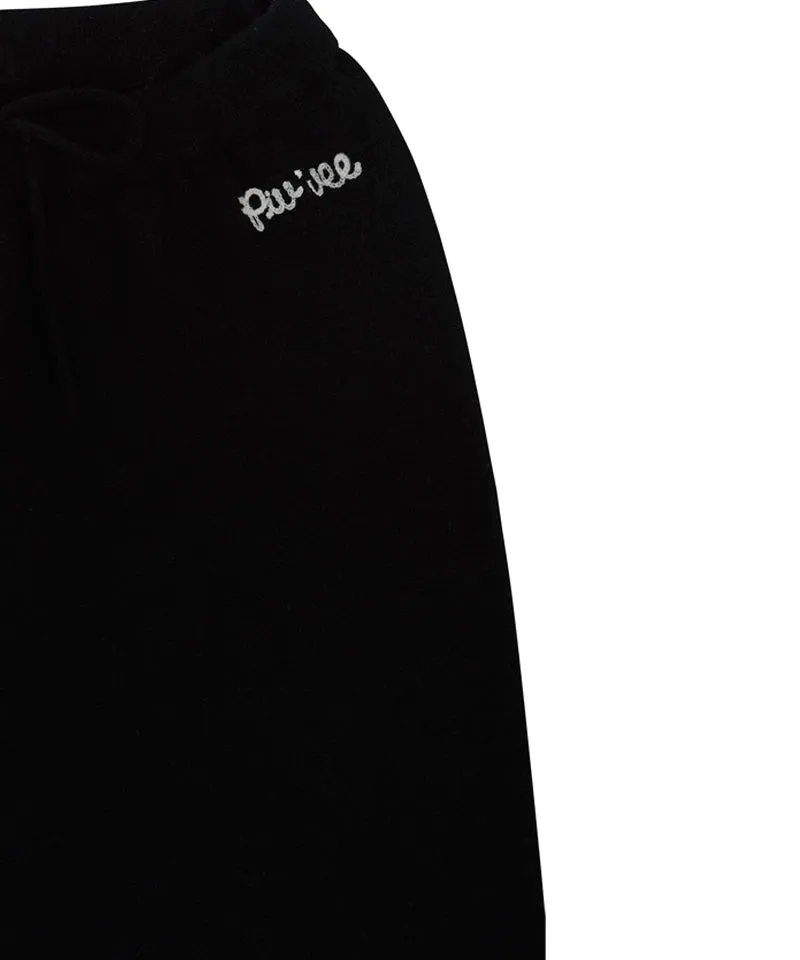 PIV'VEE Cashmere Knit Straight Pants - Ebony Black